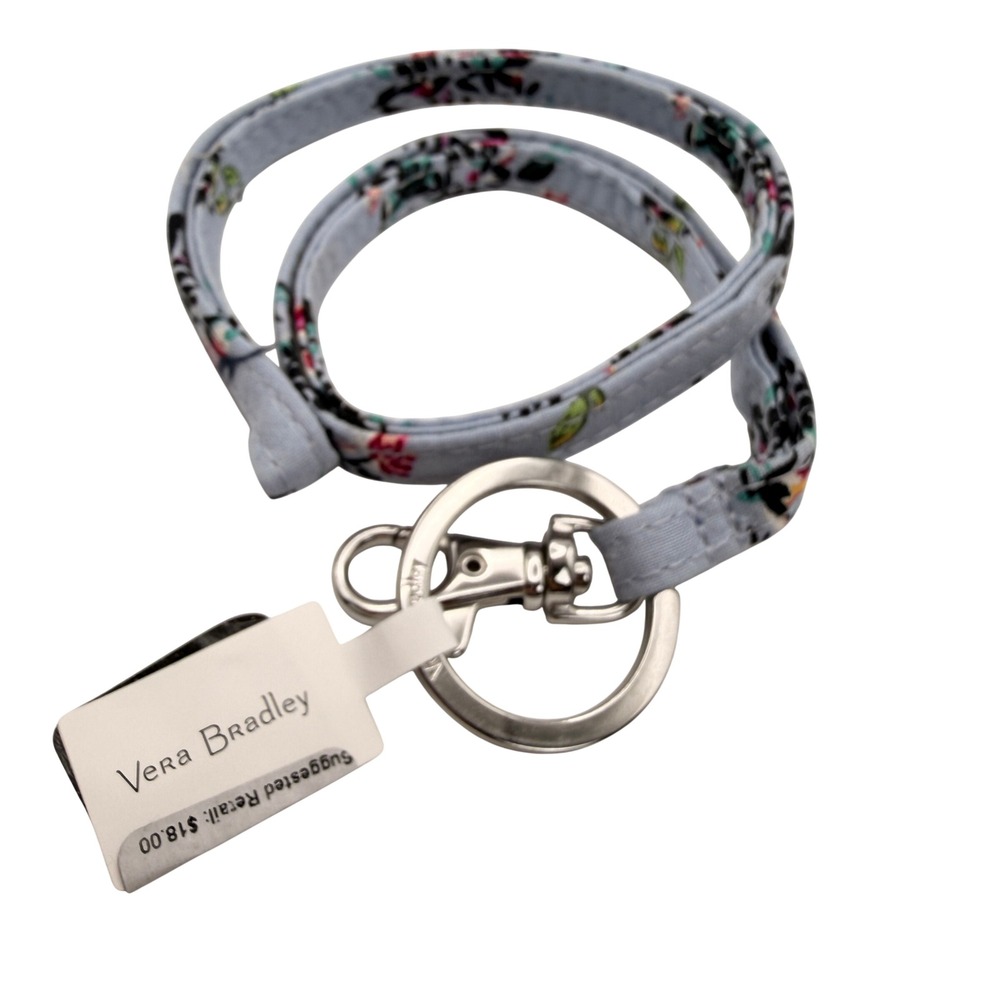 Vera Bradley Hedgehog Wild Lanyard Blue Floral Neck Strap Key Ring Nurse Gift